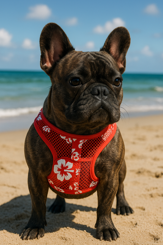 Cool Mesh Dog Harness - Hawaiian Hibiscus Red
