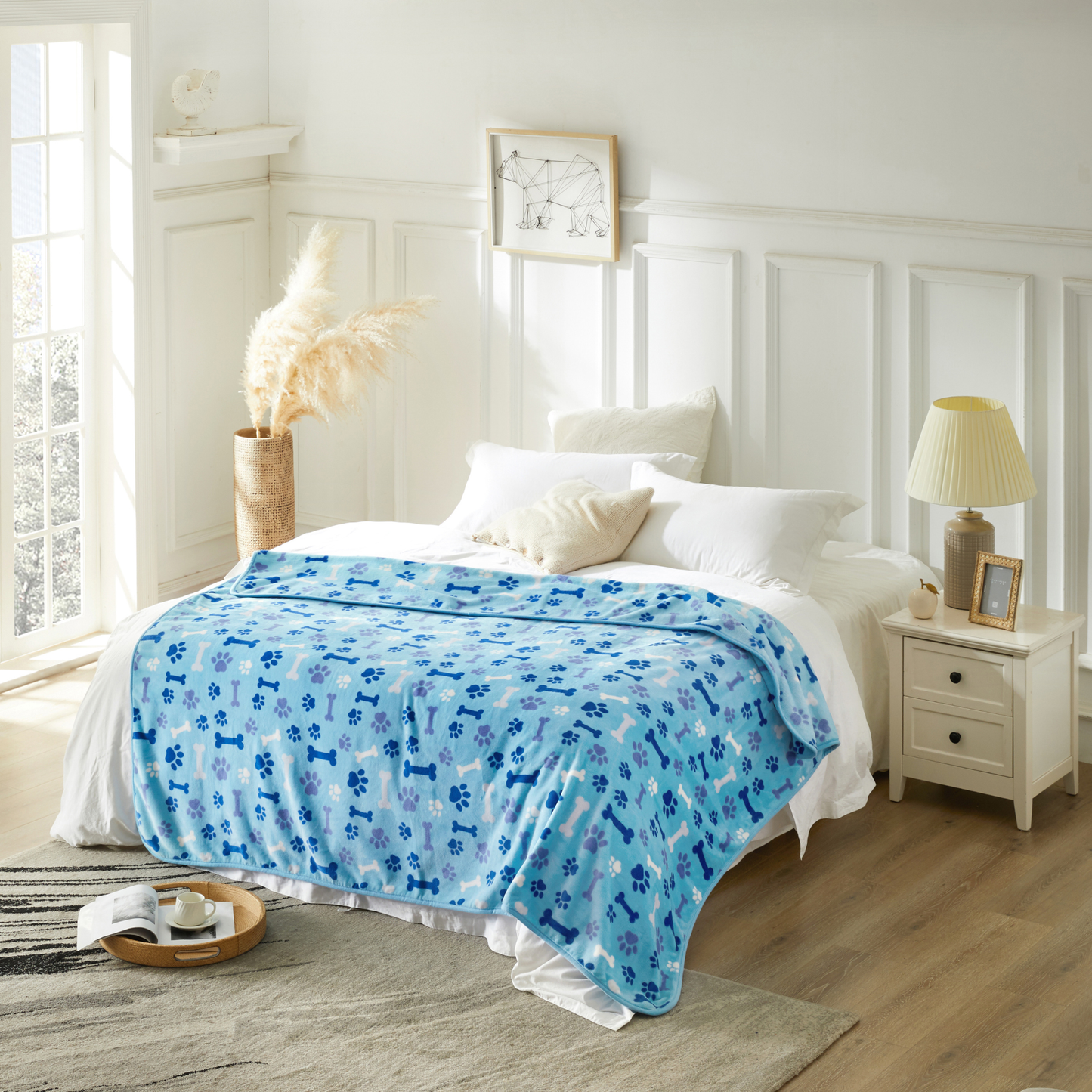 Soft & Cozy Paw Print Plush Bed Throw Blanket