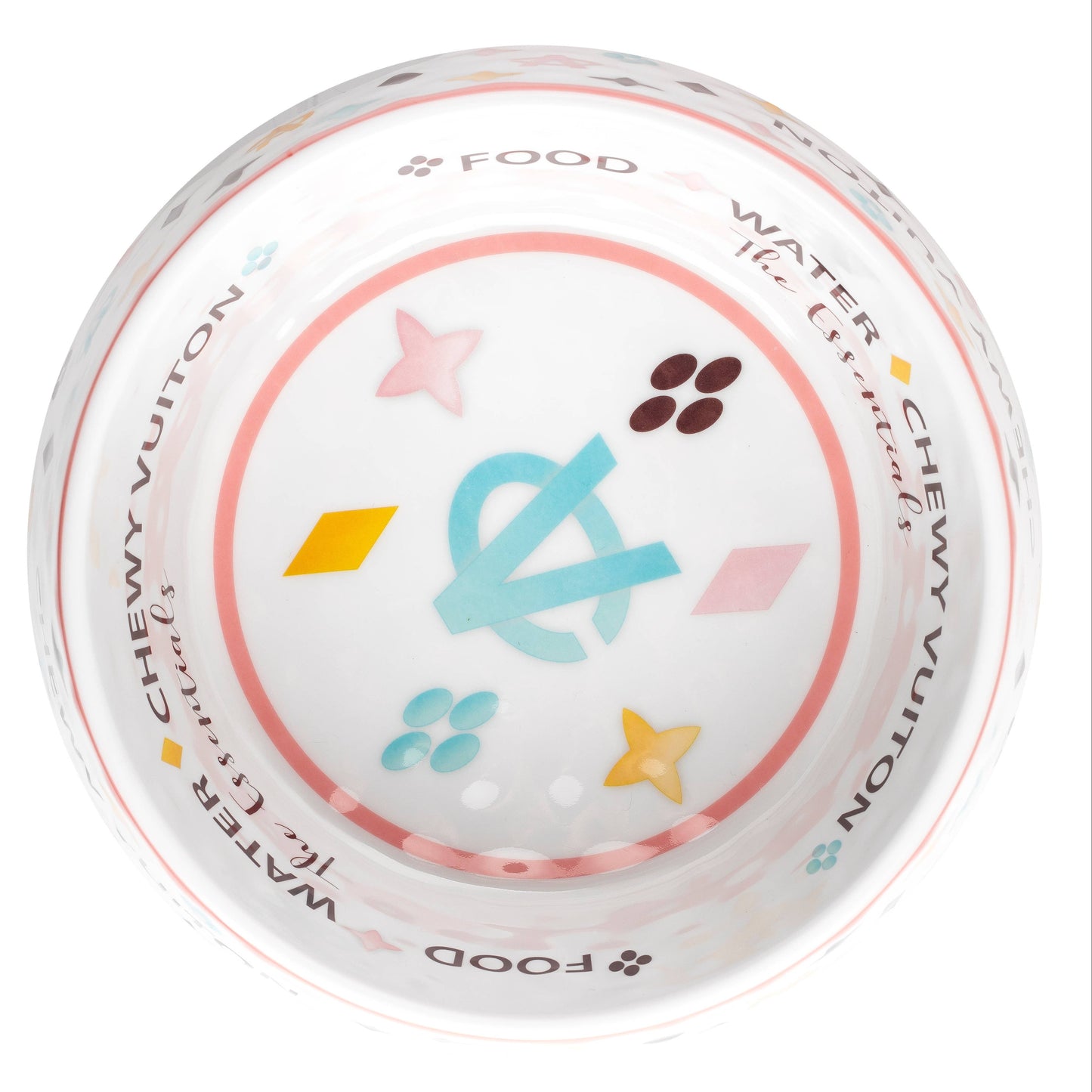 Medium White Chewy Vuitton Dog Bowl