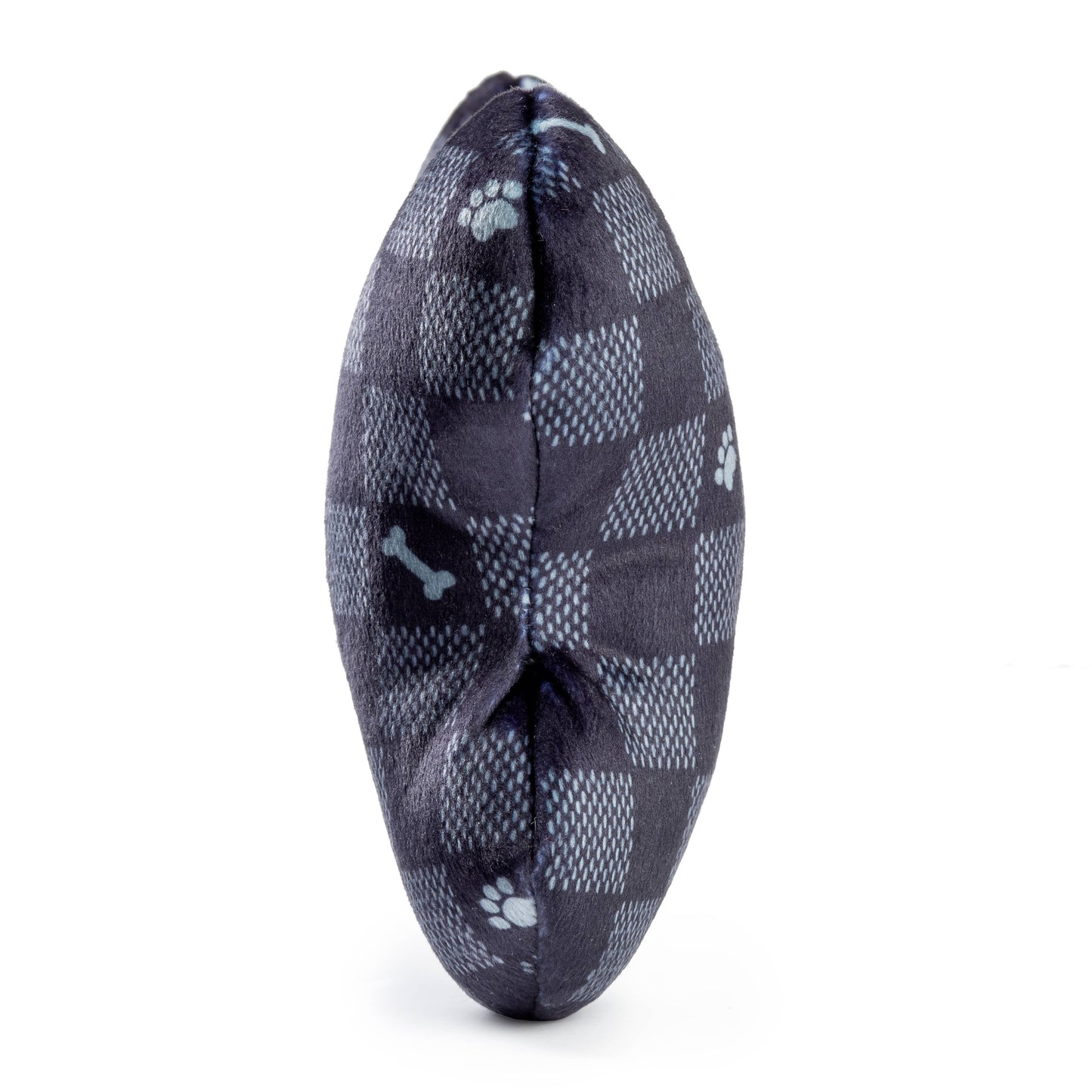 Large Black Checker Chewy Vuiton Bone Squeaker Dog Toy