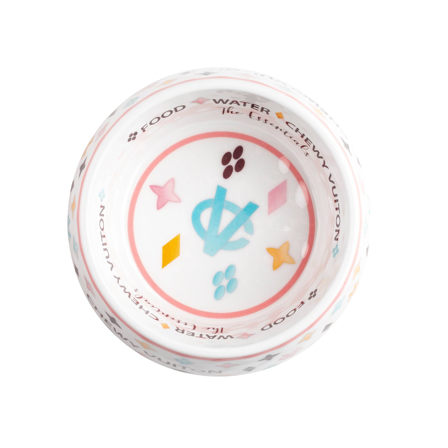 Medium White Chewy Vuitton Dog Bowl