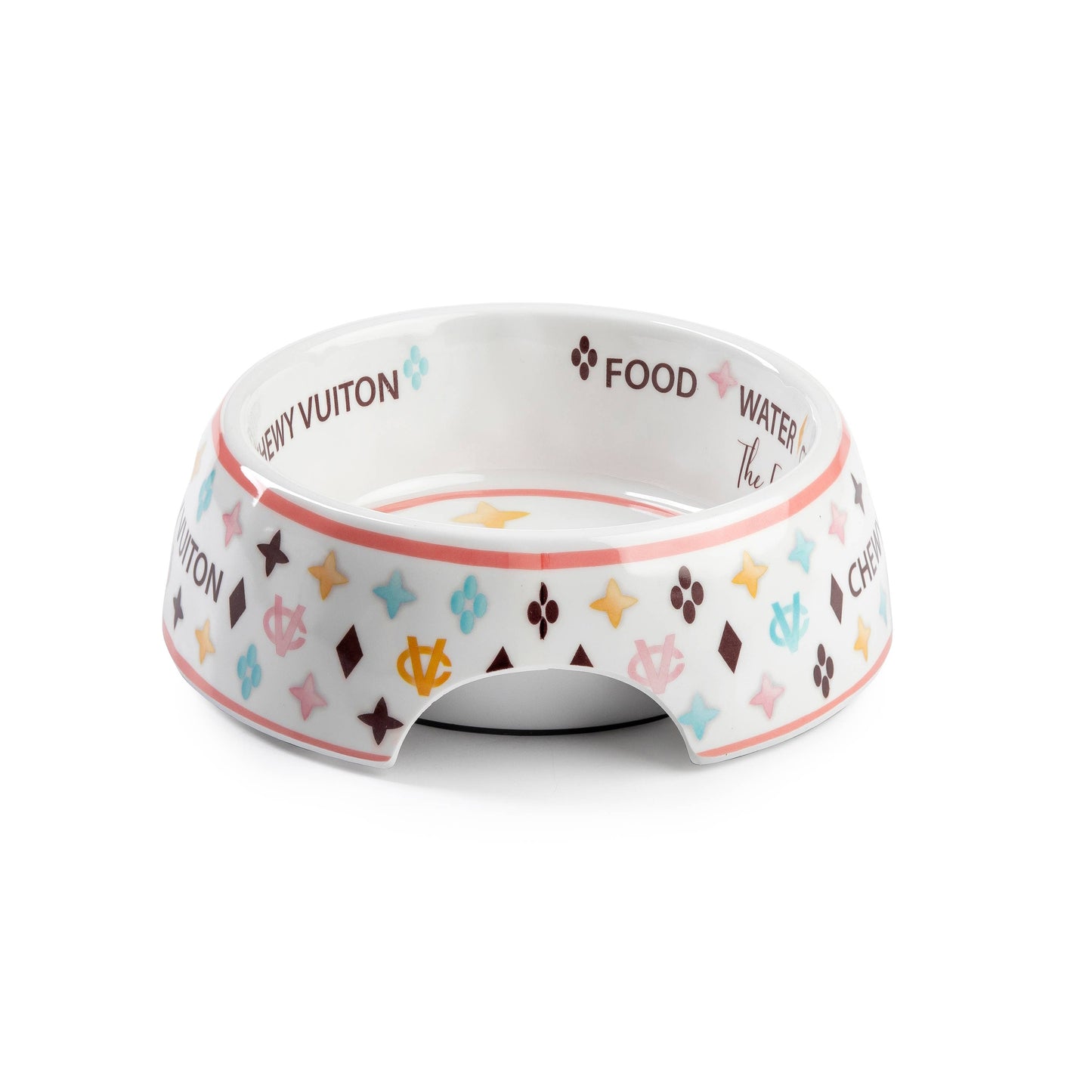 Medium White Chewy Vuitton Dog Bowl