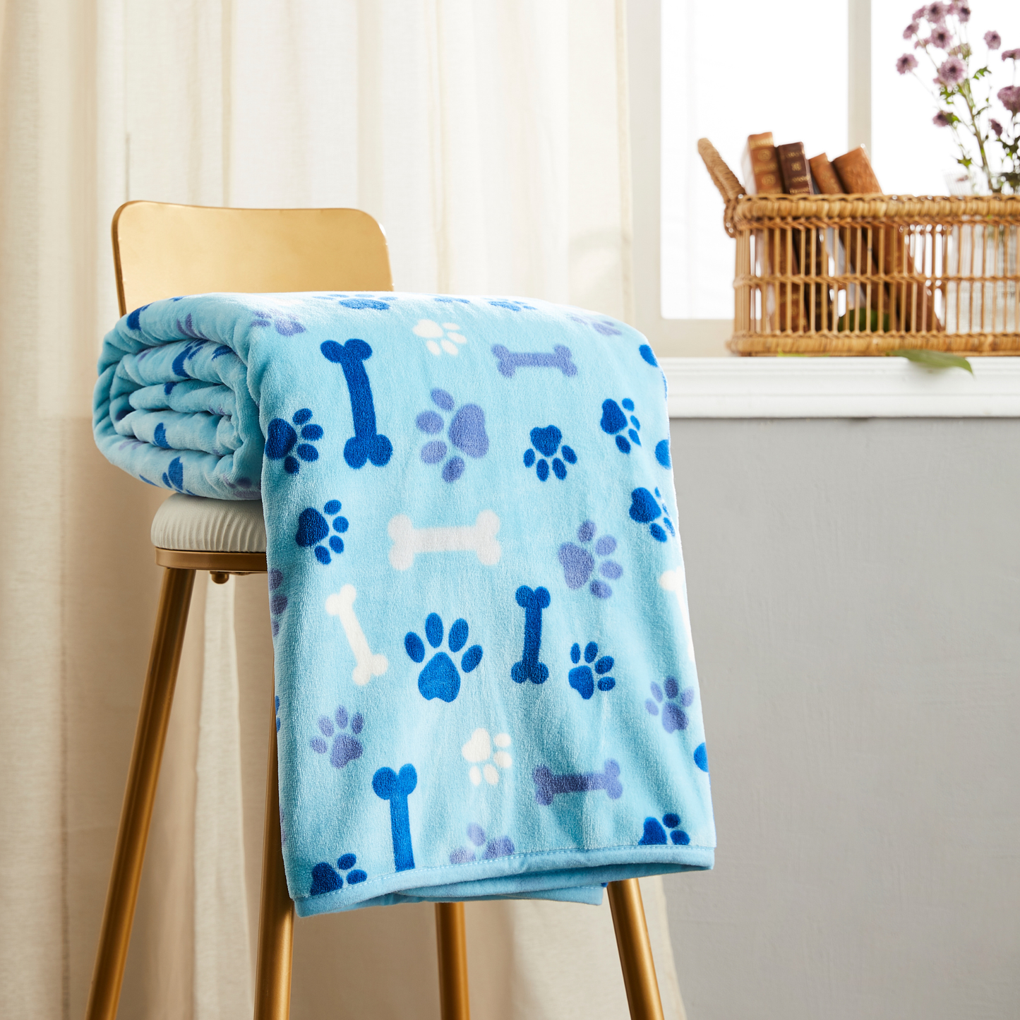 Soft & Cozy Paw Print Plush Bed Throw Blanket