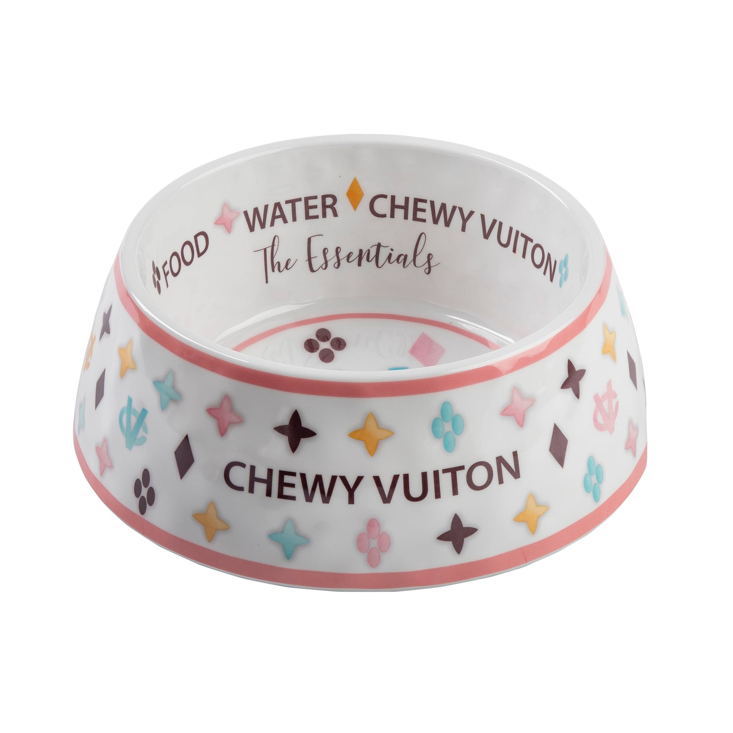 Medium White Chewy Vuitton Dog Bowl