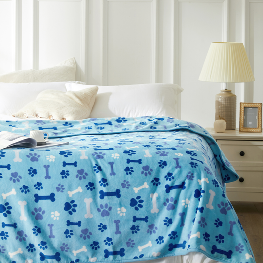 Soft & Cozy Paw Print Plush Bed Throw Blanket