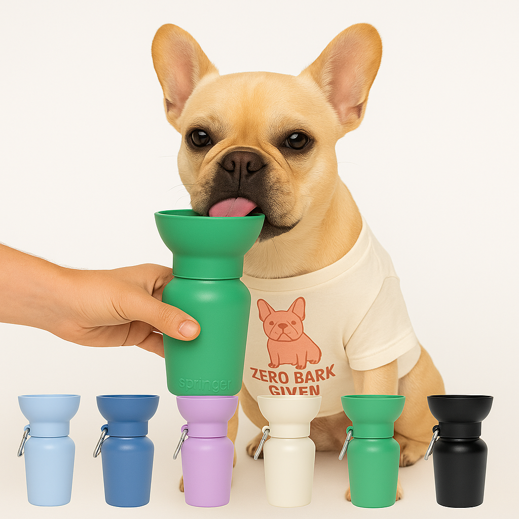 Dog Travel Flip Silicone Water Bottle 20oz
