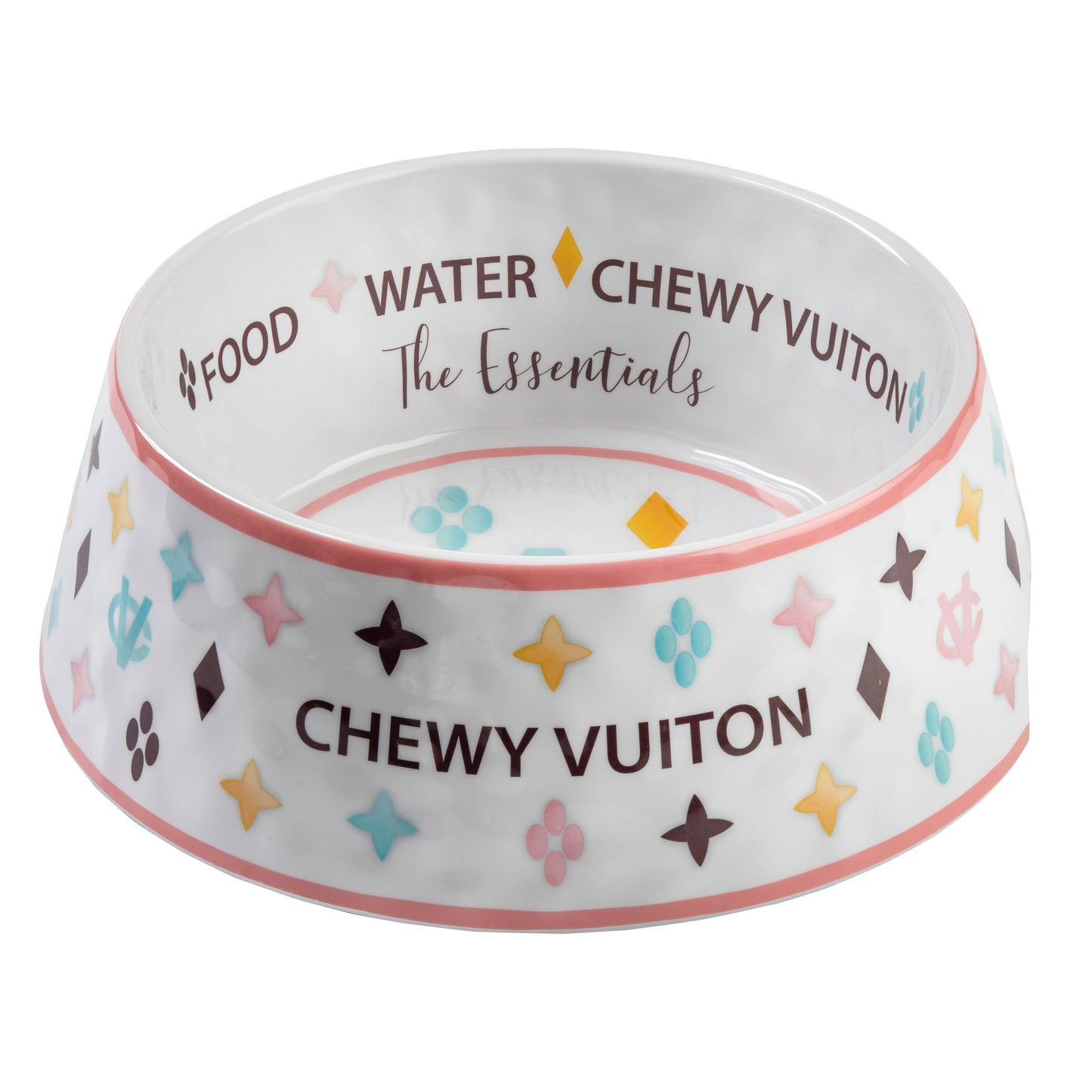 Medium White Chewy Vuitton Dog Bowl