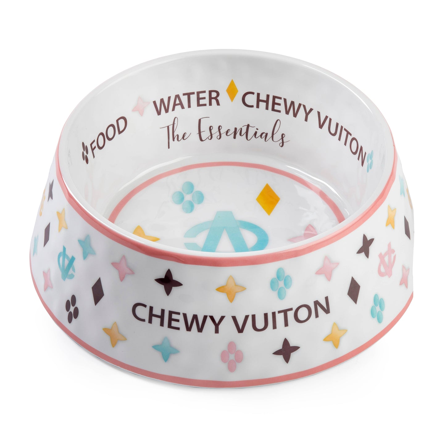 Medium White Chewy Vuitton Dog Bowl