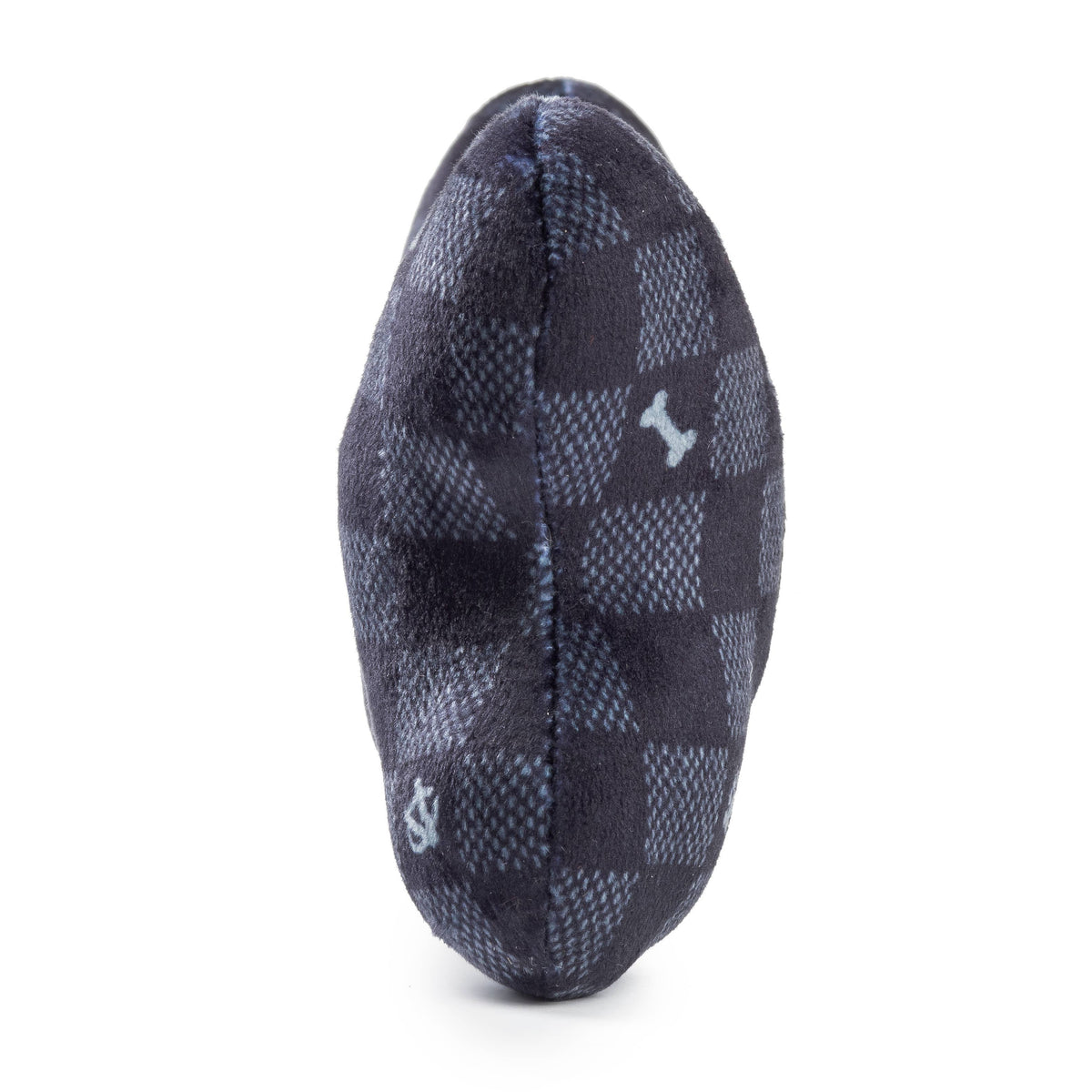 Large Black Checker Chewy Vuiton Bone Squeaker Dog Toy