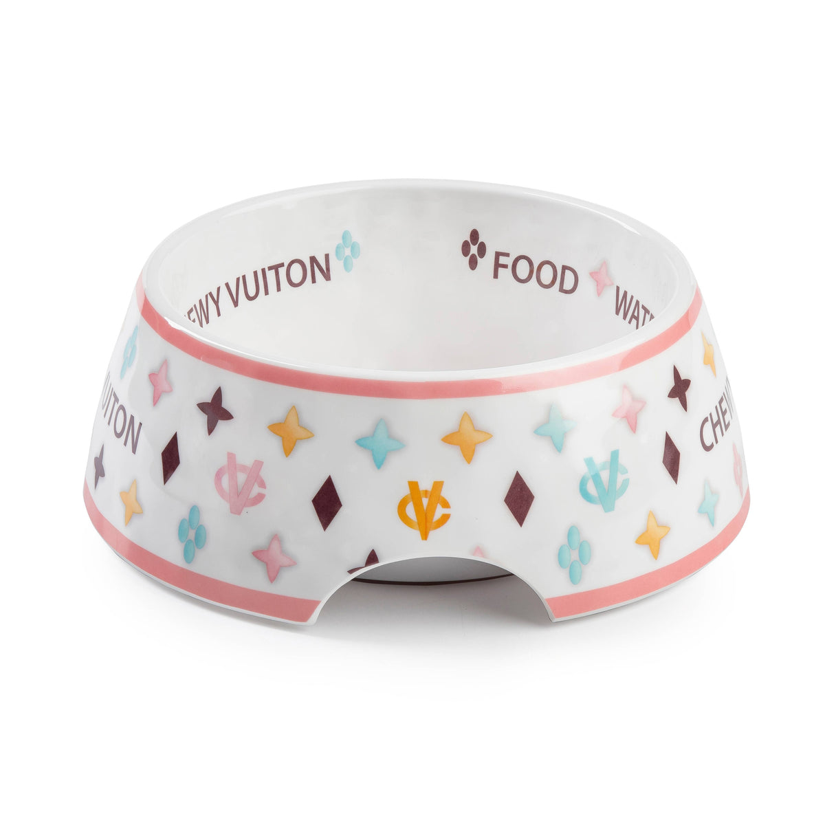 Medium White Chewy Vuitton Dog Bowl