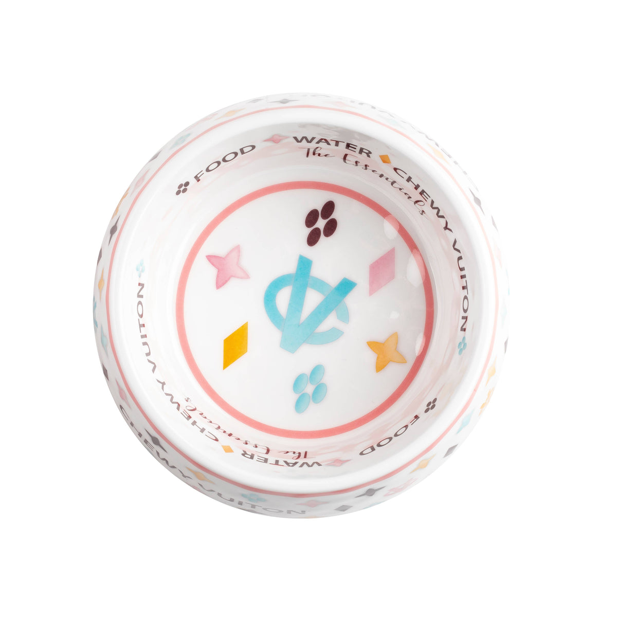 Medium White Chewy Vuitton Dog Bowl