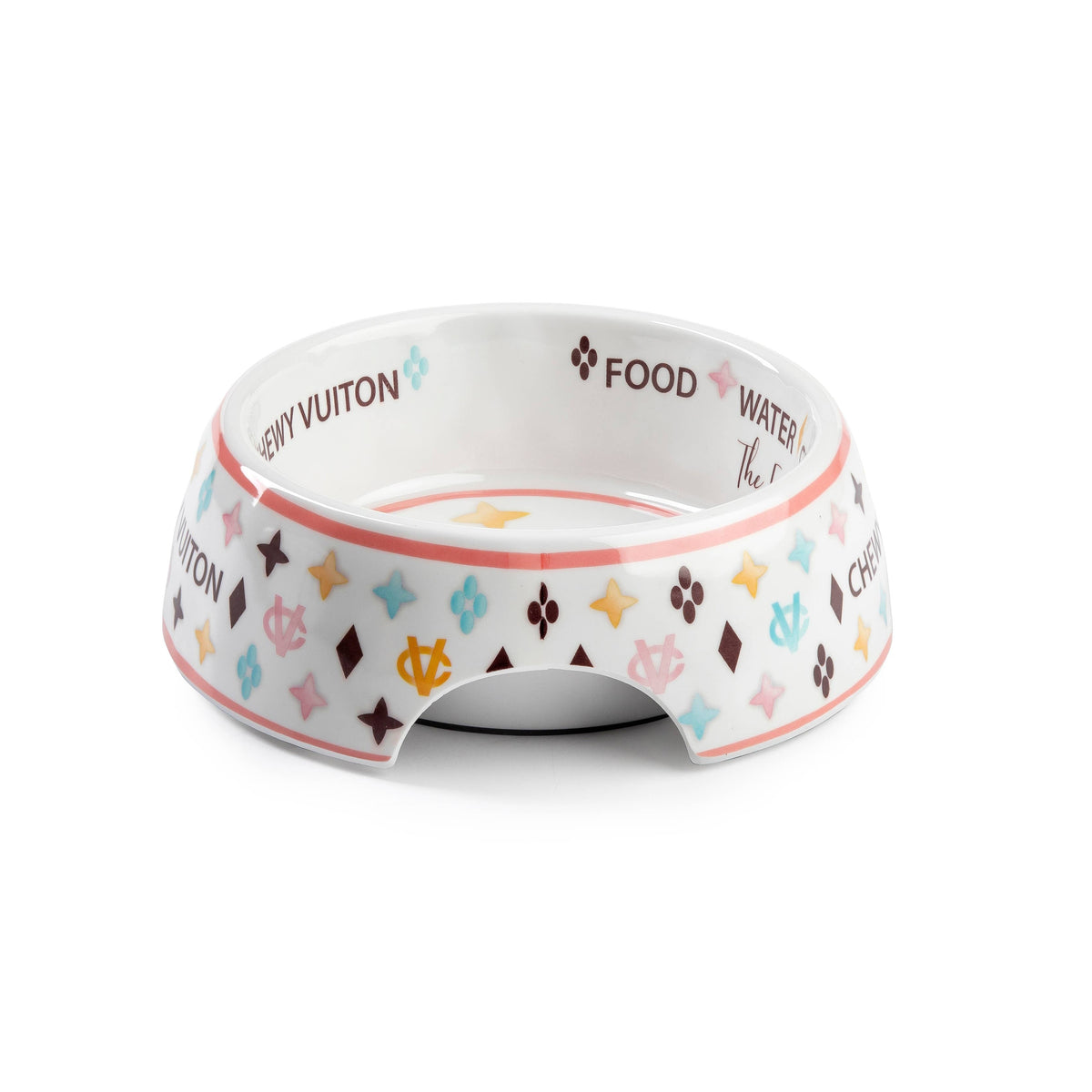 Medium White Chewy Vuitton Dog Bowl