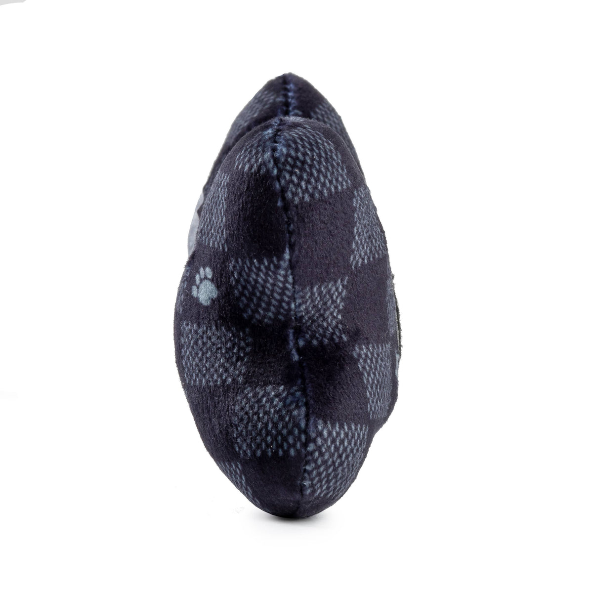 Large Black Checker Chewy Vuiton Bone Squeaker Dog Toy