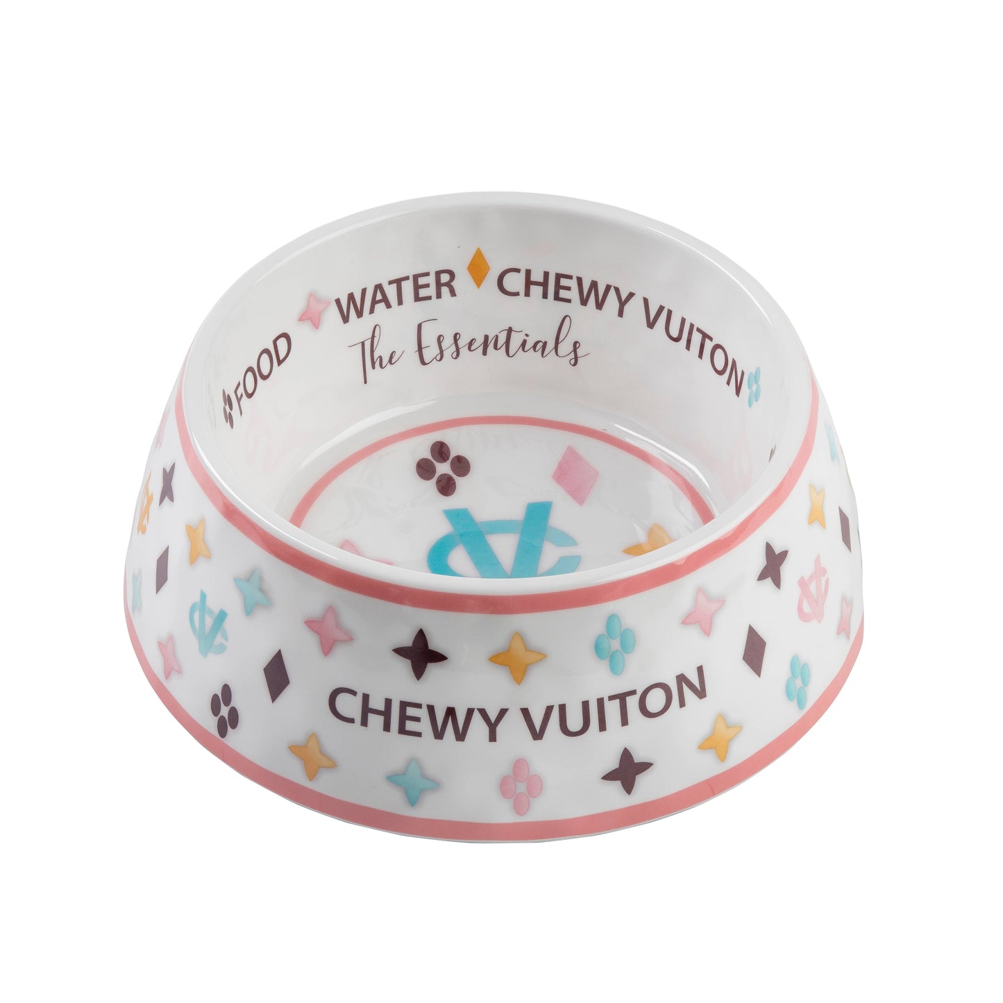 Medium White Chewy Vuitton Dog Bowl
