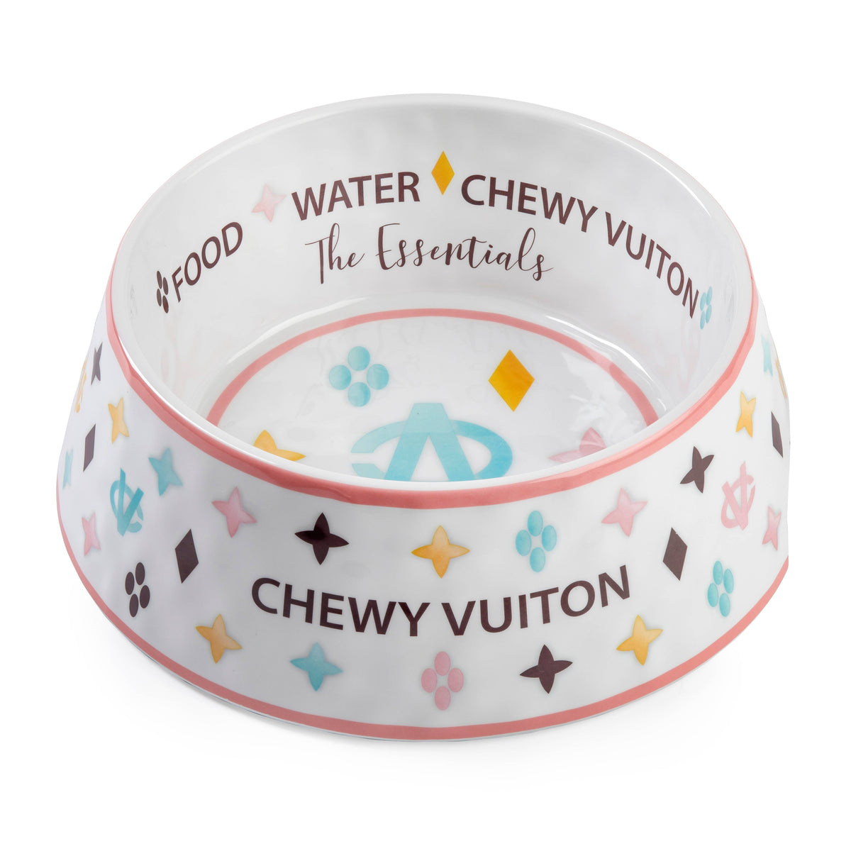 Medium White Chewy Vuitton Dog Bowl