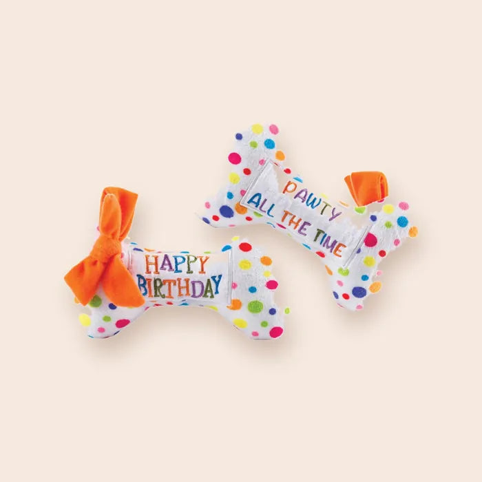 Birthday plush dog toy
