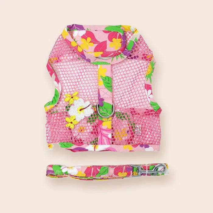 Cool Mesh Dog Harness - Pink Hawaiian Floral